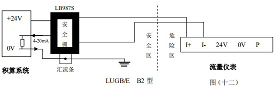 蒸汽預付費流量計本安防爆型接線(xiàn)圖二